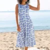 Beach Time Floral Print Summer Dress -Buffalo Fashion Shop Beach Time Floral Print Summer Dress13981959FRSP