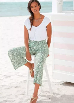 Beach Time Leaf Printed Culottes -Buffalo Fashion Shop Beach Time Leaf Printed Culottes39602217FRSP W01