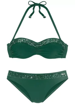 Bruno Banani Underwired Bandeau Sequin Trim Bikini Set -Buffalo Fashion Shop Bruno Banani Underwired Bandeau Sequin Trim Bikini Set42556551FRSC
