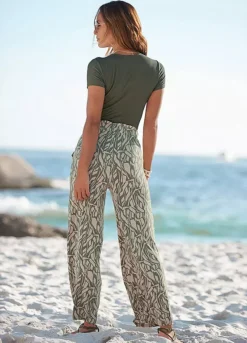 Buffalo Printed Wide Leg Jersey Trousers 10 Buffalo Printed Wide Leg Jersey Trousers -Buffalo Fashion Shop Buffalo Printed Wide Leg Jersey Trousers92463041FRSP W02