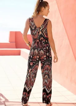 Buffalo V-Neck Patterned Jumpsuit -Buffalo Fashion Shop Buffalo V Neck Patterned Jumpsuit43948266FRSP W01