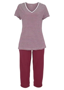 H.I.S Striped Capri Pyjamas -Buffalo Fashion Shop H.I.S Striped Capri Pyjamas444920FRSC