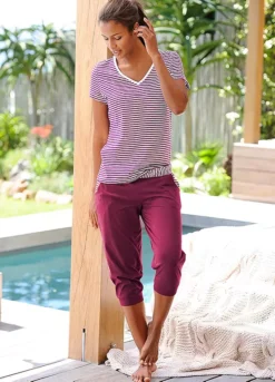 H.I.S Striped Capri Pyjamas -Buffalo Fashion Shop H.I.S Striped Capri Pyjamas444920FRSP