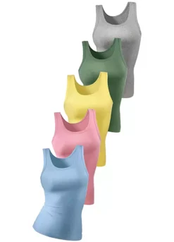 Petite Fleur Pack Of 5 Fine Rib Vests -Buffalo Fashion Shop Petite Fleur Pack of 5 Fine Rib Vests707735FRSC