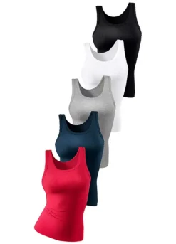 Petite Fleur Pack Of 5 Fine Rib Vests