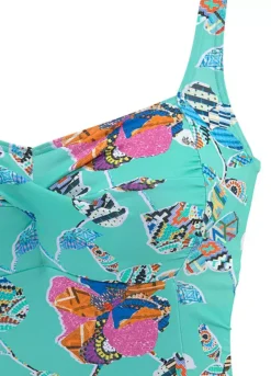 Sunseeker Patchwork Floral Print Underwired Tankini Top -Buffalo Fashion Shop Sunseeker Patchwork Floral Print Underwired Tankini Top87521042FRSC W01