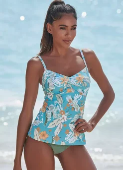 Sunseeker Tropical Print Underwired Tankini Top -Buffalo Fashion Shop Sunseeker Tropical Print Underwired Tankini Top65287164FRSP W01
