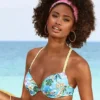 Venice Beach Tropical Print Push Up Bikini Top