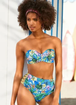 Venice Beach Tropical Print Underwired Bandeau Bikini Top -Buffalo Fashion Shop Venice Beach Tropical Print Underwired Bandeau Bikini Top64406751FRSP W01