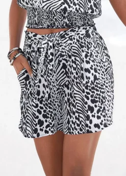 Vivance Animal Print Woven Shorts