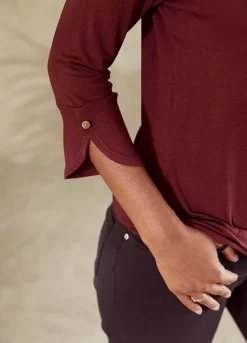 Vivance Cropped-Length Sleeve Top -Buffalo Fashion Shop Vivance Cropped Length Sleeve Top17738207FRSP W01