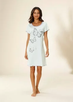 Vivance Dreams Butterfly Print Nightgown -Buffalo Fashion Shop Vivance Dreams Butterfly Print Nightgown68138121FRSP W01