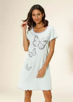 Vivance Dreams Butterfly Print Nightgown -Buffalo Fashion Shop Vivance Dreams Butterfly Print Nightgown68138121FRSP W03