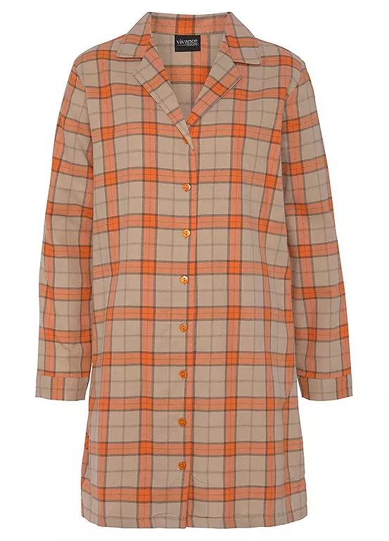Vivance Dreams Checked Flannel Nightshirt 4 Vivance Dreams Checked Flannel Nightshirt - Image 2