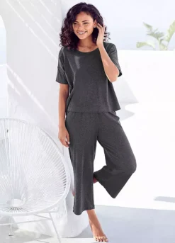Vivance Dreams Cropped Wide Leg Pyjamas -Buffalo Fashion Shop Vivance Dreams Cropped Wide Leg Pyjamas51656352FRSP
