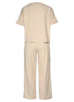 Vivance Dreams Cropped Wide Leg Pyjamas -Buffalo Fashion Shop Vivance Dreams Cropped Wide Leg Pyjamas75006843FRSC W01