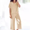 Vivance Dreams Cropped Wide Leg Pyjamas -Buffalo Fashion Shop Vivance Dreams Cropped Wide Leg Pyjamas75006843FRSP