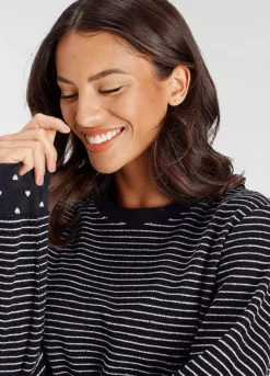 Vivance Dreams Heart Print Stripe Pyjamas 10 Vivance Dreams Heart Print Stripe Pyjamas -Buffalo Fashion Shop Vivance Dreams Heart Print Stripe Pyjamas52594739FRSP W02