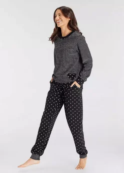 Vivance Dreams Heart Print Stripe Pyjamas 11 Vivance Dreams Heart Print Stripe Pyjamas -Buffalo Fashion Shop Vivance Dreams Heart Print Stripe Pyjamas52594739FRSP W03