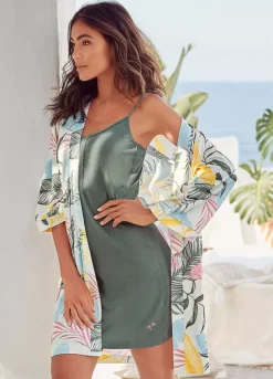 Vivance Dreams Leaf Print Kimono -Buffalo Fashion Shop Vivance Dreams Leaf Print Kimono57283354FRSP W01