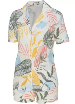 Vivance Dreams Leaf Print Shorty Pyjamas -Buffalo Fashion Shop Vivance Dreams Leaf Print Shorty Pyjamas85595528FRSC W02