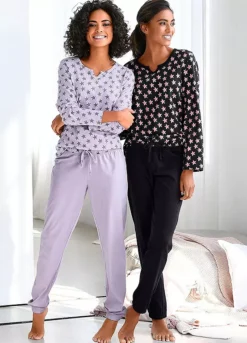 Vivance Dreams Pack Of 2 Star Print Pyjamas -Buffalo Fashion Shop Vivance Dreams Pack of 2 Star Print Pyjamas88843156FRSP W01