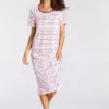 Vivance Dreams Stripe Short Sleeve Midi Nightie