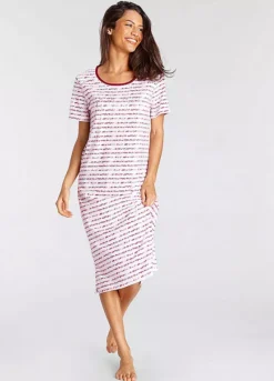 Vivance Dreams Stripe Short Sleeve Midi Nightie