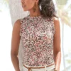 Vivance Floral Print Sleeveless Blouse -Buffalo Fashion Shop Vivance Floral Print Sleeveless Blouse18313053FRSP