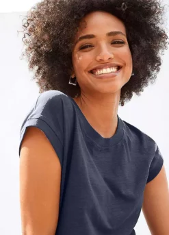 Vivance Marl Round Neck T-Shirt -Buffalo Fashion Shop Vivance Marl Round Neck T Shirt25364928FRSP W01