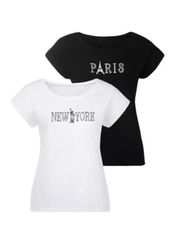 Vivance Pack Of 2 Front Print T-Shirts