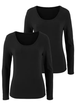 Vivance Pack Of 2 Long Sleeve T-Shirts -Buffalo Fashion Shop Vivance Pack of 2 Long Sleeve T Shirts212988FRSC
