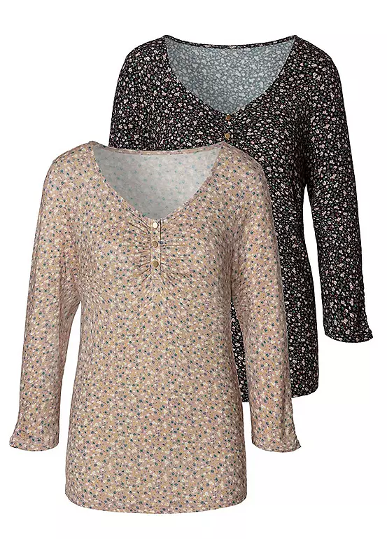 Vivance Pack Of 2 Three-Quarter Sleeve Tops 3 Vivance Pack Of 2 Three-Quarter Sleeve Tops