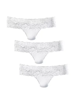 Vivance Pack Of 3 Active Basic Lace Brazilian Thongs -Buffalo Fashion Shop Vivance Pack of 3 Active Basic Lace Brazilian Thongs557386FRSP
