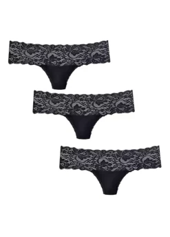 Vivance Pack Of 3 Active Basic Lace Brazilian Thongs