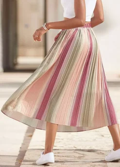 Vivance Pleated Midi Skirt -Buffalo Fashion Shop Vivance Pleated Midi Skirt67079649FRSP W01