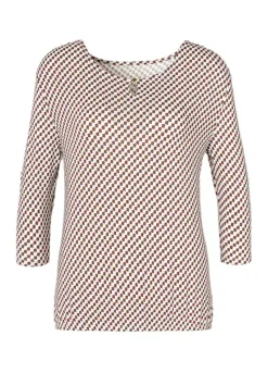 Vivance Print Cropped-Length Sleeve Top -Buffalo Fashion Shop Vivance Print Cropped Length Sleeve Top81797900FRSC