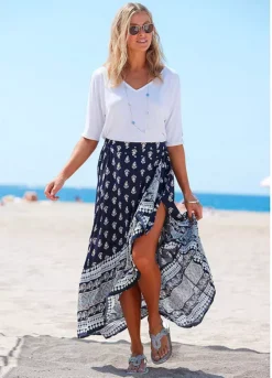 Vivance Printed Wrap Maxi Skirt -Buffalo Fashion Shop Vivance Printed Wrap Maxi Skirt41081144FRSP W03