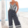 Vivance Printed Wrap Summer Jumpsuit -Buffalo Fashion Shop Vivance Printed Wrap Summer Jumpsuit94134552FRSP