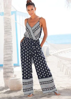 Vivance Printed Wrap Summer Jumpsuit