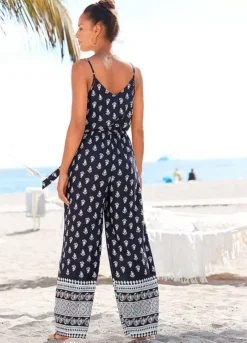 Vivance Printed Wrap Summer Jumpsuit -Buffalo Fashion Shop Vivance Printed Wrap Summer Jumpsuit94134552FRSP W01