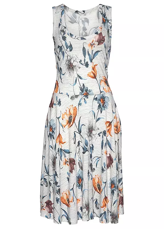 Vivance Short Floral Grey Marl Jersey Dress 4 Vivance Short Floral Grey Marl Jersey Dress - Image 2