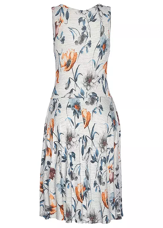 Vivance Short Floral Grey Marl Jersey Dress 6 Vivance Short Floral Grey Marl Jersey Dress - Image 4