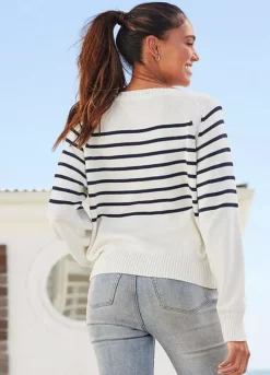 Vivance Stripe Long Sleeve Jumper -Buffalo Fashion Shop Vivance Stripe Long Sleeve Jumper48151552FRSP W01