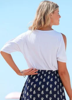 Vivance V-Neck Cold Shoulder Top -Buffalo Fashion Shop Vivance V Neck Cold Shoulder Top36345104FRSP W01